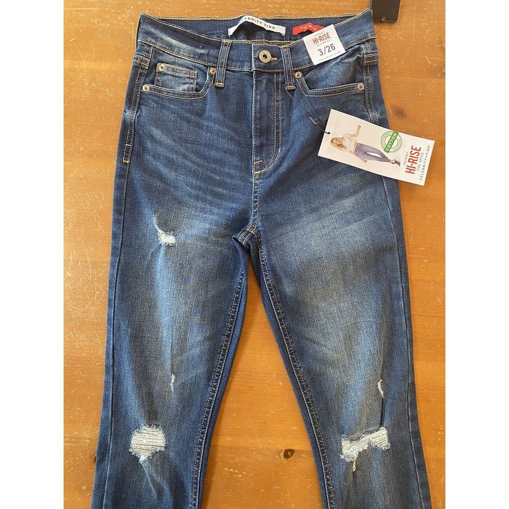 Celebrity Pink Women's Jeans Skinny‎ High Rise THE SPICE sz 3/26 Distressed Dark
